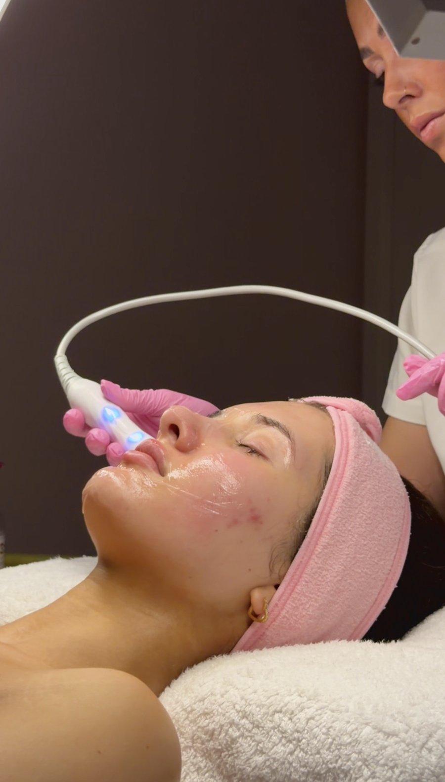 Client receiving an advanced facial at The Beauty Room, Hook